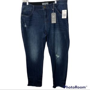 Wit & Wisdom High Rise Skinny Raw Hem Distressed Denim Jean